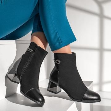 Botine dama negre cu toc gros MOD12907, 3, modlet.ro