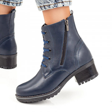 Cizme albastre dama cu siret si toc gros din Piele naturala MOD05617, 3, modlet.ro