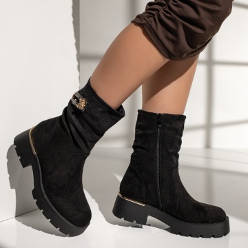 Cizme dama cu fermoar negre suede MOD12339, 4, modlet.ro