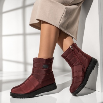 Cizme dama, Cizme dama din fas si fermoar rosii MOD06377, modlet.ro