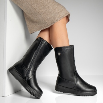 Cizme dama lungi cu fermoar negre MOD12796, 4, modlet.ro