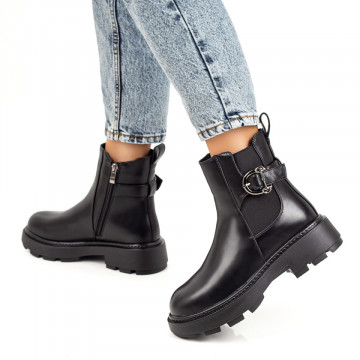 Cizme dama negre cu fermoar si talpa groasa MOD07023, 2, modlet.ro