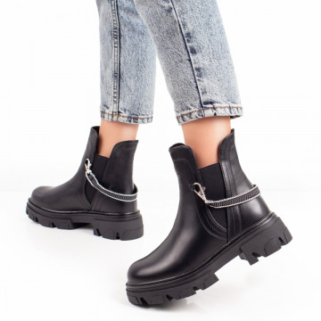 Cizme dama negre cu insertii de material elastic MOD06981, 2, modlet.ro