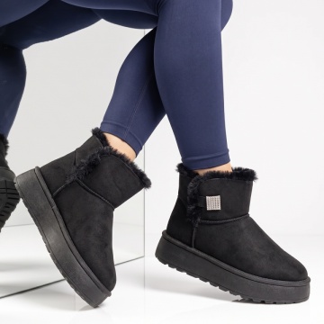 Cizme dama tip UG cu accesoriu decorativ negru suede EMA48, 3, modlet.ro