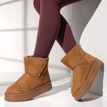 Cizme dama tip UG cu fermoar maro suede EMA46