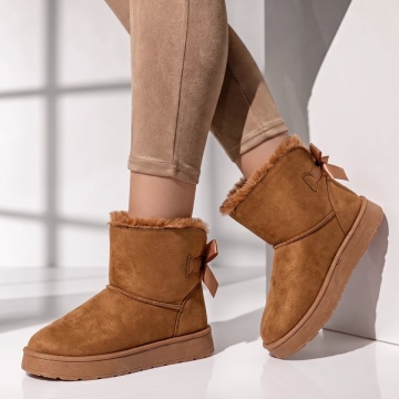 Cizme dama tip UG cu fundita maro suede EMA49