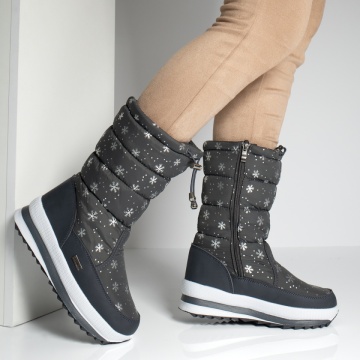 Cizme gri de zapada din fas dama cu fermoar MOD06677, 4, modlet.ro