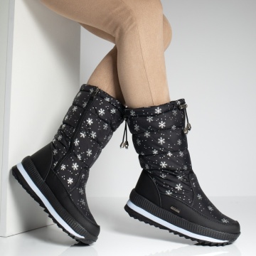 Cizme negre de zapada din fas dama cu fermoar MOD06677, 4, modlet.ro