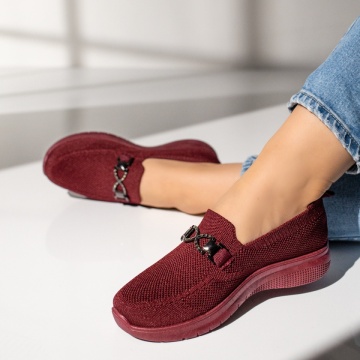 Espadrile dama cu accesoriu decorativ visinii EMA1