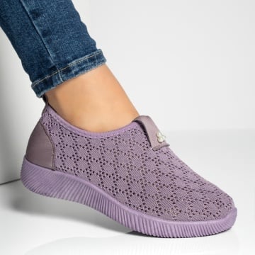 Espadrile dama cu perforatii din material textil mov ZEF13060, 4, zeforia.ro