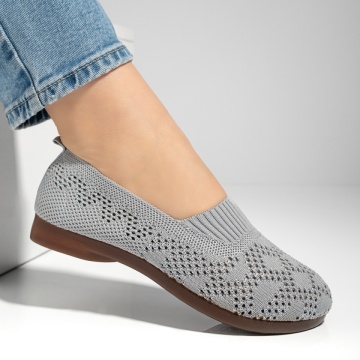 Espadrile dama cu perforatii si talpa joasa gri MOD13063, 4, modlet.ro