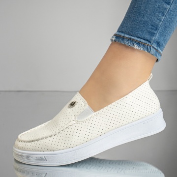 Espadrile sport dama cu insertie de material elastic albe MOD13179, 3, modlet.ro
