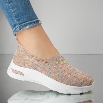 Espadrile sport dama cu talpa groasa roz EMA10, 3, modlet.ro