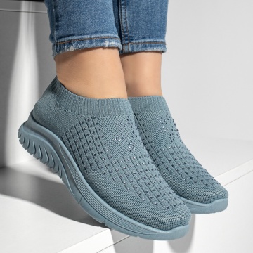 Espadrile sport dama cu talpa groasa si strasuri albastre ZEF13177, 4, zeforia.ro