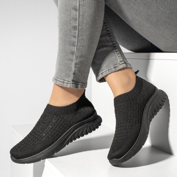 Espadrile sport dama cu talpa groasa si strasuri negre MOD13177, 2, modlet.ro