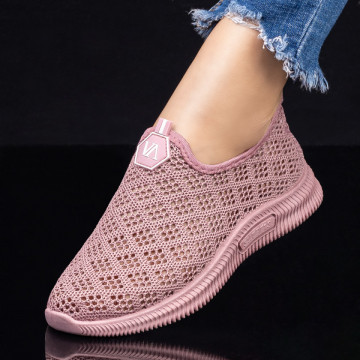 Espadrile sport dama din material textil cu perforatii roz MOD08409, 4, modlet.ro