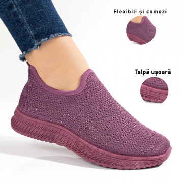 Espadrile sport dama mov cu strasuri atasate MOD09087, 3, modlet.ro