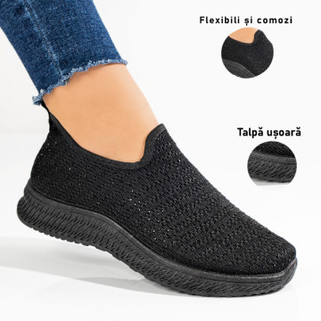 Espadrile sport dama negre cu strasuri atasate MOD09087, 3, modlet.ro