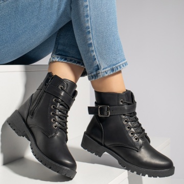 Ghete dama cu catarama si fermoar negre MOD12300, 4, modlet.ro