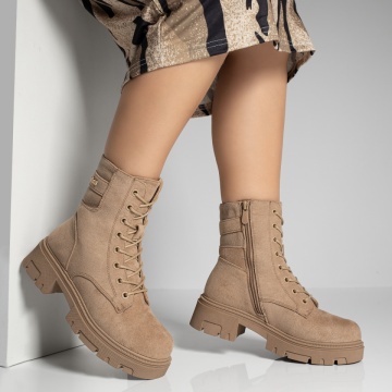 Ghete dama cu fermoar khaki suede MOD12272, 2, modlet.ro