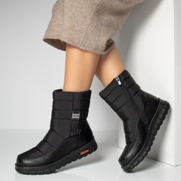 Ghete Dama, Ghete dama cu fermoar negre din fas MOD10464, modlet.ro