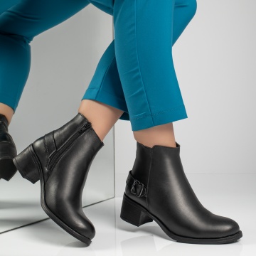 Ghete dama cu fermoar negre din Piele naturala MOD10370, 4, modlet.ro