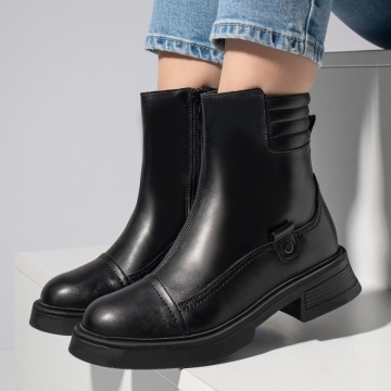 Ghete dama cu fermoar negre din Piele naturala MOD12659, 2, modlet.ro