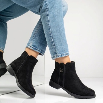 Ghete dama cu fermoar negru suede IRIS50, 3, modlet.ro