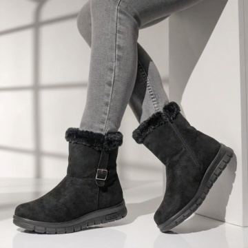 Ghete dama cu fermoar negru suede MARA41, 2, modlet.ro