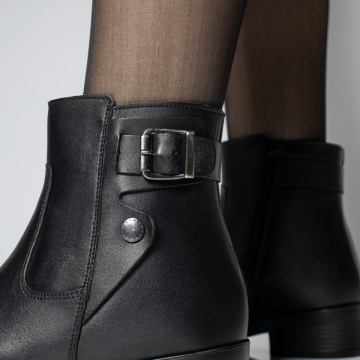 Ghete dama cu fermoar si talpa joasa maro din Piele naturala MOD05673, 2, modlet.ro