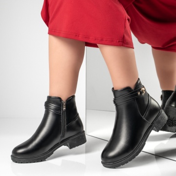Ghete dama cu fermoar si talpa joasa negre MOD10853, 2, modlet.ro