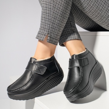Ghete dama cu platforma negre din Piele naturala MOD06370, 4, modlet.ro
