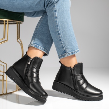 Ghete dama cu platforma negre din Piele Naturala MOD12579, 4, modlet.ro