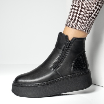 Ghete dama cu platforma si fermoar negre din Piele naturala MOD14102, 2, modlet.ro