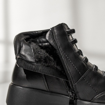 Ghete dama cu siret elastic si fermoar negre MOD14084, 2, modlet.ro