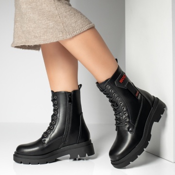 Ghete dama cu siret si talpa groasa negre MOD12842, 4, modlet.ro