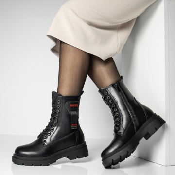 Ghete dama cu siret si talpa groasa negre MOD12842, 3, modlet.ro