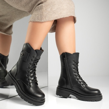 Ghete dama cu talpa groasa negre MOD12830, 4, modlet.ro