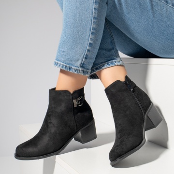 Ghete dama cu toc si fermoar negru suede MOD12399, 2, modlet.ro