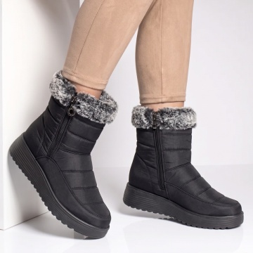 Ghete dama din fas cu talpa groasa negre GINA29, 2, modlet.ro
