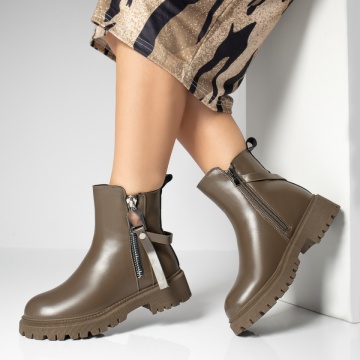 Ghete dama khaki cu fermoar MOD12189, 2, modlet.ro