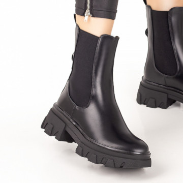 Ghete dama negre cu accesoriu metalic detasabil MOD07805, 3, modlet.ro