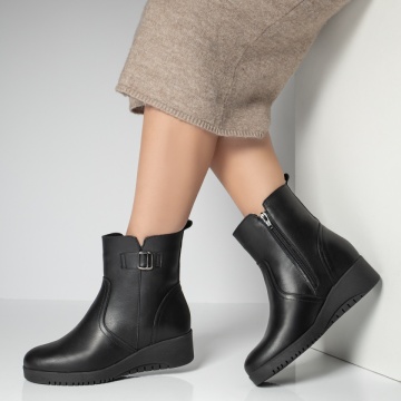 Ghete dama negre cu platforma si catarama din Piele Naturala MOD12655, 2, modlet.ro