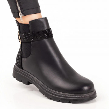 Ghete dama negre cu talpa joasa si fermoar MOD07076, 3, modlet.ro