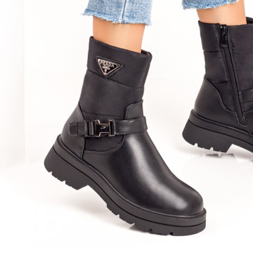 Ghete dama scurte negre cu insertii de fas MOD07415, 1, modlet.ro