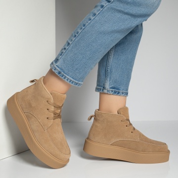Ghete sport dama bej suede din Piele Naturala MOD12218, 4, modlet.ro
