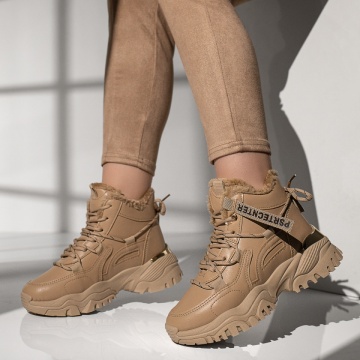 Ghete sport dama cu siret si talpa groasa khaki MOD12834, 2, modlet.ro