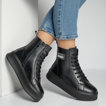 Ghete sport dama negre din Piele Naturala MOD12221, 4, modlet.ro