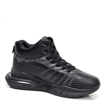 Ghete sport negre cu talpa groasa si siret MOD06766, 4, modlet.ro