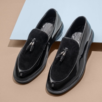 Mocasini barbati negri cu aspect lucios si talpa neagra MOD09525, 2, modlet.ro